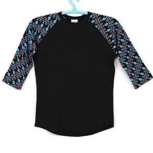 LuLaRoe Randy Baseball Shirt T-Shirt Black‎ Blue Orange M Medium